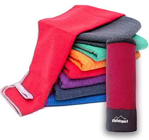 Mikrofaser Handtuch Set - für Sauna, Fitness, Sport I Strandtuch, Sporthandtuch I Rot_Brush Set2: XL (180x80) & S (80x40)