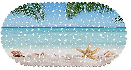 Morbuy Badezimmer Duschmatten Dusche rutschfest, Badematte Rutschmatte mit Saugnäpfe Duscheinlage Antibakteriell Anti-Rutsch-Badewanneneinlage, Seestern Muschel (35 * 70cm,Kokosnussbaum)