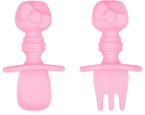 Bumkins Chewtensils Ensemble Fourchette/Cuillère en Silicone pour Bébé - Hello Kitty