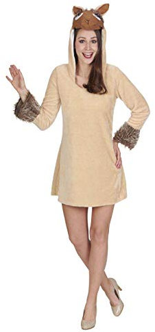 Andrea Moden - Kostüm Lama, Kleid mit Kapuze, mit 2 Taschen, Mottoparty, Karneval
