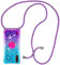 HongMan Handykette Hülle für Samsung Galaxy A10 / M10, Smartphone Necklace Glitzer Transparent Silikonhülle mit Band - Handyhülle Case mit Stylische Kette zum umhängen, Blau + Lila