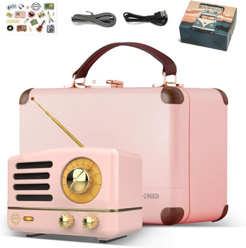 Muzen Radio Klein, OTR Metal Bluetooth Speaker, Kleines Radio mit Batterie,Indoor Vintage Dekoration Retro, Hi-Fi Stereo Bluetooth Lautsprecher, Geschenke für Frauen/Familie
