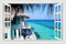 Lichi 3D-Fenster-Wandaufkleber, Wandtattoo, Motiv: Ozean, Strand, Kokosnussbaum, Landschaft mit Villa