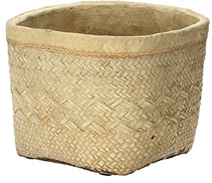 Chic Antique Corte Übertopf Flechtmuster D 21 cm Natur wasserdicht Zement