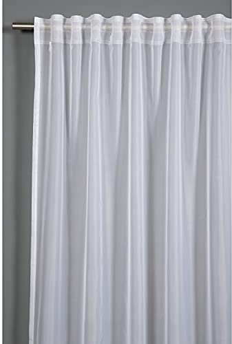 GARDINIA Vorhang mit verdeckten Schlaufen und Gardinenband, Lichtdurchlässig, Transparent, Gardine Voile Uni, Weiß, 140 x 175 cm