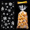 MELLIEX 100 Stück Weihnachten Plätzchentüten, Transparent Cellophantüten Süßigkeiten Tüten Schneeflocke Geschenktaschen mit Twist Krawatten für Bonbon Keksen Plätzchen