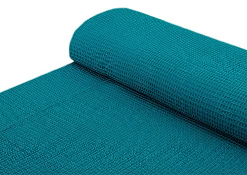 Baumwolle Waffelpique Waffelstoff Waffel einfarbig dunkel petrol - Meterware ab 25 cm x 150 cm - Stoff zum Nähen