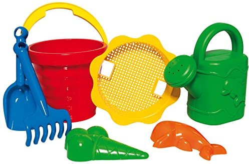DOHÁNY Sandspielzeug Set Schaufel Rechen Eimer Förmchen Sieb Gießkanne Kinder Eimergarnitur 7-TLG.