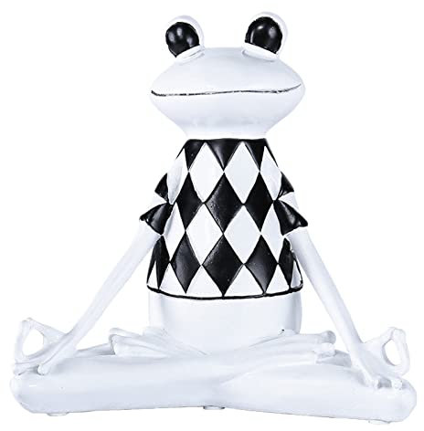 Queemie Abstrakte Meditierende Yoga Frosch Figur Kunst Harz Frösche Modell Statue Lustige Personalisierte Tier Sammelfiguren für Wohnzimmer Heim Büro Schreibtisch Dekoration