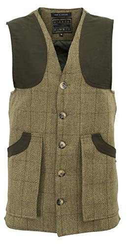 WALKER AND HAWKES Herren Country-Weste aus Tweed - für die Jagd geeignet - Helles Salbeigrün - XL (44-46)