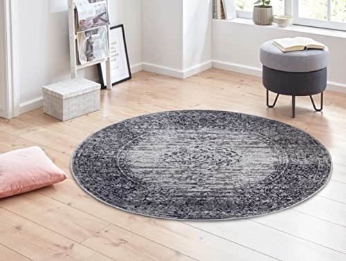 Hanse Home Gloria Orient Teppich Rund ⌀160cm – Wohzimmerteppich Mehrfarbig Vintage Teppich Orientalisches Muster für Flur, Esszimmer, Schlafzimmer, Kinderzimmer, Wohnzimmer, Küche – Mouse