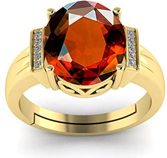 LMDPRAJAPATIS 9,25 Karat natürlicher Granatstein, Statement-Gold, verstellbarer Ring für Damen und Herren, Edelstein, Granat, Edelstein, Granat