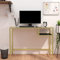 WIFESE Computertisch Transparent und Schwarz 100x36x74 cm Hartglas + Stahl Bürotisch Glastisch Schreibtisch mit 1 Offenen Fach für Heimarbeitsplatz oder Büro Robust und Langlebig Industriestil