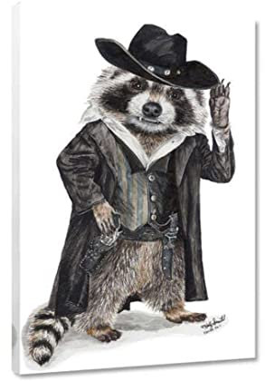 Hustling Sharks® Tierbild auf Leinwand als XXL Wandbild Raccoon Bandit - Tierbilder im Hochformat, Waschbär Bilder, Bilder Wohnzimmer Modern, Bilder Deko Wohnzimmer, Gute Laune Bild (100x150cm)