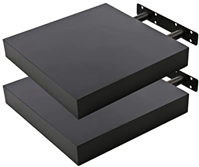 Etrexonline Estante de Pared 25x25x4cm Color Wengue, Balda Flotante Pared de Madera Fijación Invisible, Estantes de Almacenamiento Decorativos, Ideal para Salón, Habitación, Pasillo, etc..(2pz)