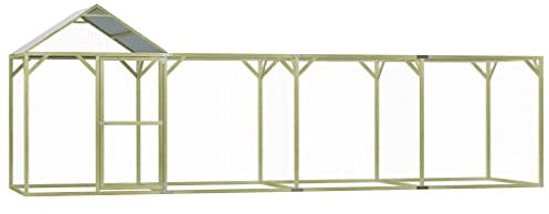 KOIECETA Kiefernholz Imprägniert Hühnerkäfig Hühnerstall Hühnerhaus Geflügelstall Freilaufgehege Hühnervoliere Kaninchenstall Freilauf 6 x 1,5 x 2 m
