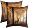 Waldhirsch Braun Elch Kissenbezug 60x60cm für Sofa - Natur Tier Motiv 2er Set - Mikrofaser Couchkissen