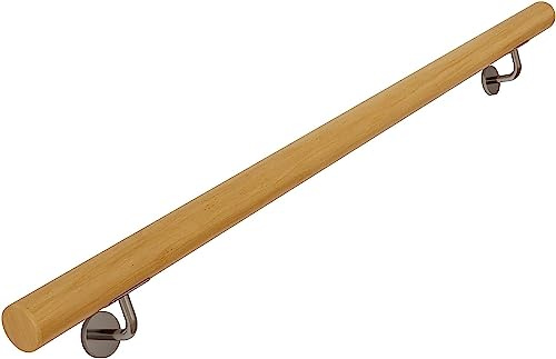 Corrimano in Legno Massello Ringhiera per Scale Antiscivolo di Sicurezza Kit Completo Moderno Passamano per Interni,Corrimano per Giardino di Casa (150 cm)