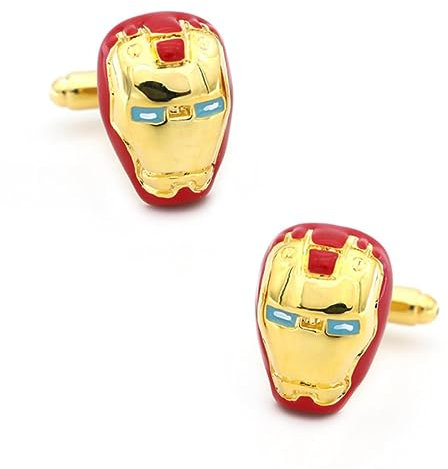 YAHOYA Herren Ironman Manschettenknöpfe Goldene Farbe Qualität Messing Material Superhelden Film Hobby Design Manschettenknöpfe