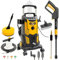 Electric Pressure Washer 165 BAR 2393psi 'Wolf X4 Blaster' 2000w Flow Rate 360l/h Jet Wash Sprayer with Accessories Nozzles Brush Detergent Bottle Patio Drain Cleaner 8m Hose - 2 Years Warranty