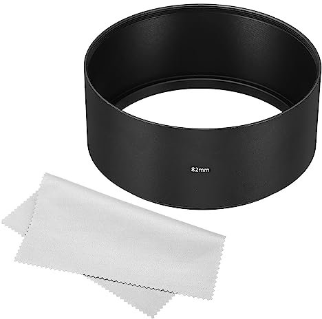 PATIKIL 82mm Lente Parasol, Largo Enfoque Esmerilado Superficie Anti-Reflectante Interior Parasol con Limpieza Paño para Cámara Lente, Negro