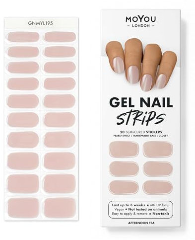 MOYOU LONDON Semi Cured Gel Nail Strips - 20 Pcs. Nail Wraps for Salon-Quality Manicure - Works with Any UV Lamp - Easy to Apply, Trim, & Remove Gel Stickers