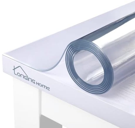 Glasklar Folie 2mm,abgeschrägte Kante,transparente Tischdecke Tischschutz, Tischfolie transparent,Folie für Tisch aus PVC,Größe wählbar(Breite 180 cm x Länge: 90 cm)
