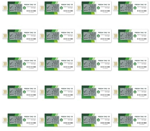 Freshliance Temperatur Datenlogger mit großem LCD-Bildschirm, 30000 Messwerte hohe Genauigkeit Einweg-Temperaturrecorder mit PDF&CSV-Berichte 90 Tage 20 Packung, Fresh Tag 1D