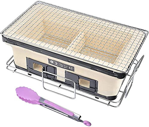 Japanischer Keramik-Holzkohlegrill mit Holzkohlegrill und St?nder, rechteckiger Holzkohlegrilltisch Hibachi Yakatori Holzkohleofen f¨¹r den Innen- und Au?enbereich
