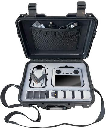 INNVO wasserdichte Koffer für DJI Mini 4 Pro, Drohnen Tasche kompatibel mit Fly More Combo Set und RC/RC 2 / RC-N2 / RC-N1 Fernbedienung, Hartschalenkoffer mit Schultergurt 36x29x11,5cm (Schwarz)