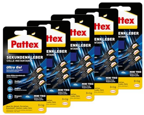 Pattex Sekundenkleber Ultra Gel Mini Trio (5er Pack (5x 3g))
