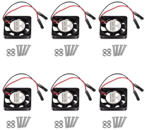 DORHEA 6pcs 3007 Fan for Raspberry Pi 4 30x30x7mm Cooler Fan Pi Brushless Cooling Fan 30MM 1.18in 3.3V 5V DC Quiet Fan for Raspberry Pi 4, Pi 3 B+, Pi 3 B, Pi 2, Pi B+, Pi Zero/Zero W,Robot Project