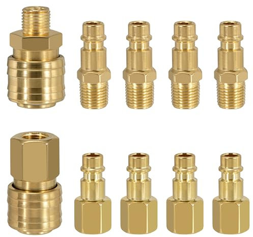 QIMEI-SHOP Acoplador de Aire 1/4 BSP Conector de Manguera Enchufe Rápido de Aire Comprimido para Compresor Aire Macho Hembra 10 Piezas