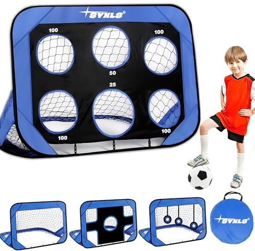 SYXLS Portería de Fútbol Infantil, Portería de Fútbol Infantil 4 en 1 Equipo Portátil de Entrenamiento de Fútbol Multipropósito Extraíble, Adecuado para Interiores y Exteriores, con Bolsos