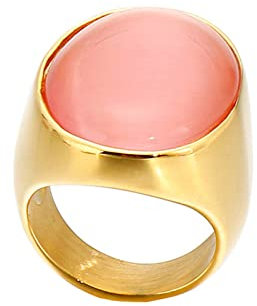KnSam Eheringe Nordisch Edelstahl, Oval Opal Ringe Damen und Herren, Ring Rot, Gr.57 (18.1)