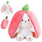 MUNSKT Jouets Lapin Muppet,Peluche Lapin de Pâques, 25cm Douceur Carottes Fraises Poupée Lapins À Cache-Cache Oreiller en Peluche pour,Bunny Buddies Lapin Fraise Idées Cadeaux pour Garçons et Filles