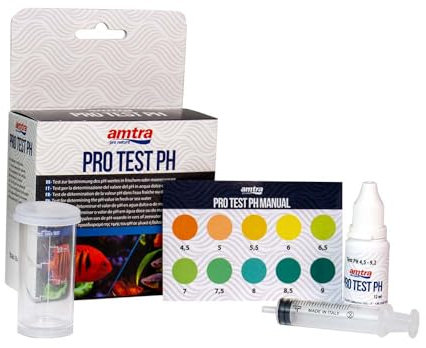 Amtra PRO PH-Test für Aquarien, einfache und schnelle Qualitätskontrolle, für Süß- und Salzwasser, mit Referenzskala, bis zu 130 Tests