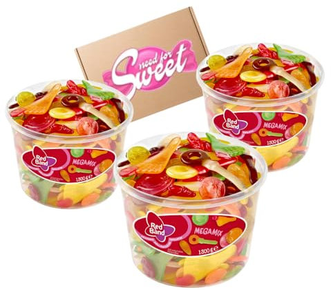 3x Red Band Mega Mix á 1,3kg, bunter Weingummi Mix mit großer Auswahl
