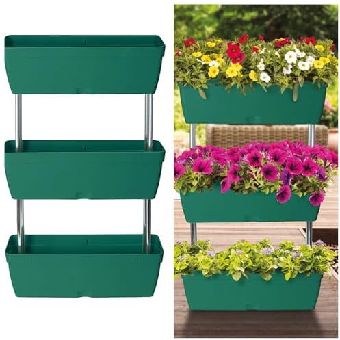 ADEPTNA 3 Tier Vertical Elevated Planter - Grow Box for Flowers & Herbs - Enhance Your Outdoor Space with Style and Functionality