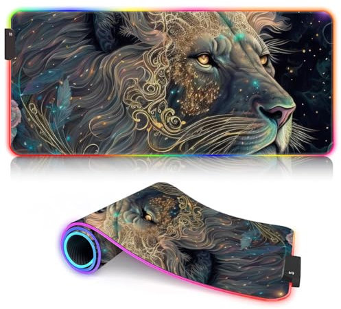 XXL Large Mousepad for Desk Cosmic Bear RGB Keyboard Pad Desk Pad XXL（35.4 x 15.7X 0.12 inches) Extra Large Computer Keyboard Mouse Mat Desk Pad 9 Static Colors and 3 Dynamic