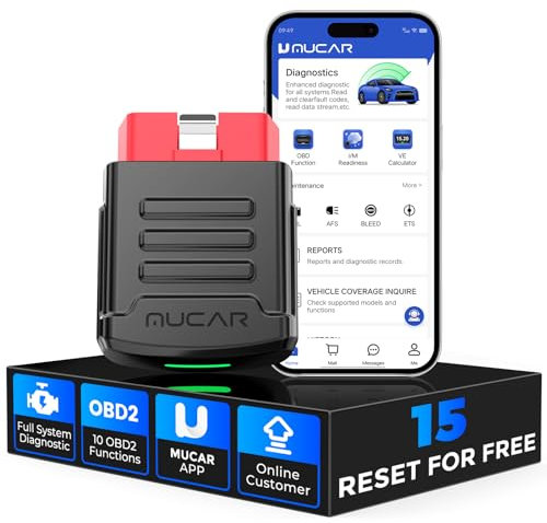 MUCAR BT200Pro OBD2 Bluetooth Scanner, All System and 15 Free Reset Car Diagnostic Tool Engine Code Reader for Vehicles Check, Smog Check Car Scan Tool and App for ios & Android