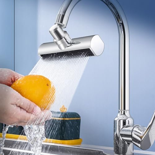 Estensore per rubinetto a cascata 3 in 1, girevole a per 360°, ugello spray per lavello da cucina, con pulsante regolabile, per cucina e bagno (argento)