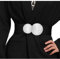 VONMELLI Damen Breiter Elastischer Gürtel mit Goldener Schnalle für Kleid Stretchy Vintage Taillengürtel für Damen Schwarz(Silberne Schnalle) S