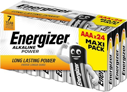 Energizer Alkaline Power, confezione da 24 batterie AAA 1,5 V, lunga durata per uso quotidiano, senza solfatazioni e fino a 10 anni di durata