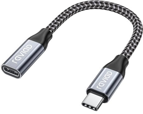 RAVIAD Cable Alargador USB C 0.5M, Cable de Extension USB C 3.2Gen 2 10Gbps Vídeo 4K@60Hz, Alargador USB C Carga Rápida 100W para iPhone 15 Plus Pro Max, Macbook Pro, Pad Pro, Galaxy S24 Ultra S23 S22