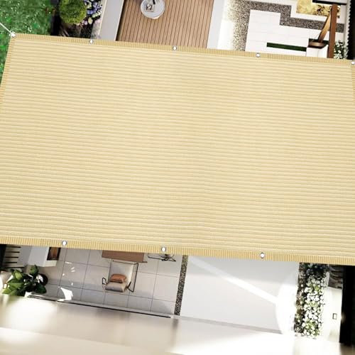 Voile D'Ombrage 150 x 200 cm Rectangulaire Jardin Parasol Extérieur, Jardin, Terrasse, Balcon Protection UV 98% avec Corde Perméable, Couleur Crème