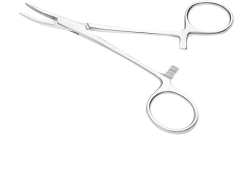 Fishing Forceps Dog Hemostat Forceps Scissors Ear Hairs Tools Locking Pliers Stud Ball Earrings Holder Dog Ear Hair Grooming Tweezers Forceps (Curved) (5 Inches)