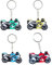 SGERUFZ 4 pezzi Charm a Catena per Chiave Mini Moto PVC, Uomo Donna, Auto, 3 Cestino, Migliori Gioielli Regalo