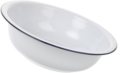 OSALADI Retro Enamel Basin Large Capacity Mixing Bowl for Washing Face Vintage Style 30cm White