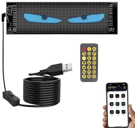 Teufelsaugen-Licht Für Autos,Programmierbares Flex-Auto-LED-Display,RGB Wasserdichtes Teufelsauge,Auto-Scheinwerfer,Flexibler LED-Display,gesteuert Durch Handy,für Auto,LKW,Fenster (10x35cm)